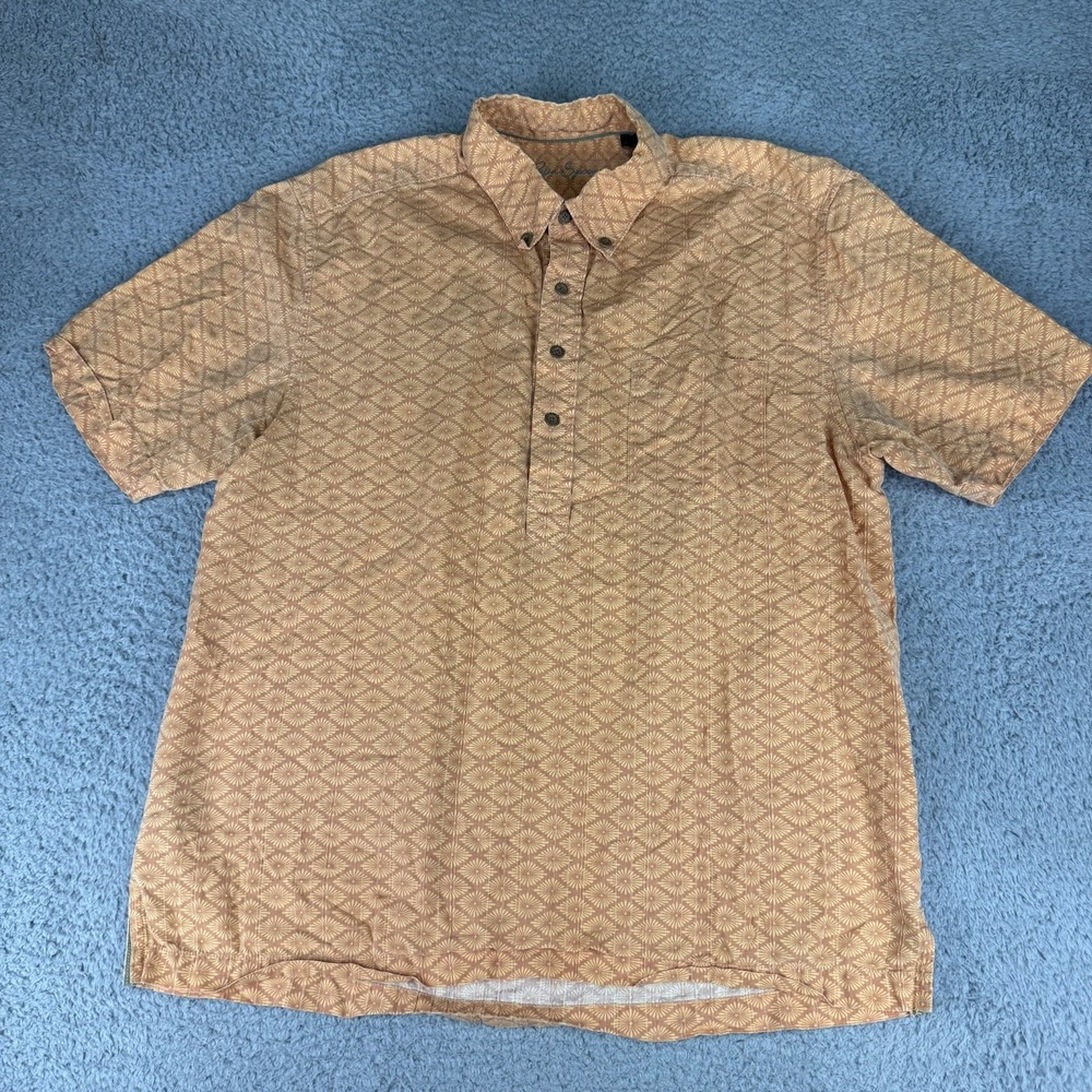 Reyn Spooner Shirt Men's MediumOrange Pullover Floral Surf Hawaiian Traditionals